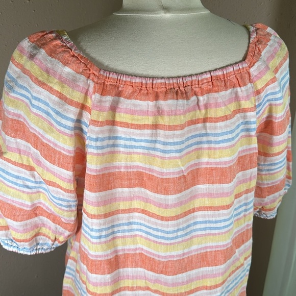 Talbots Plus Square Neck Linen Top Palm Stripe size 1X - Picture 15 of 16